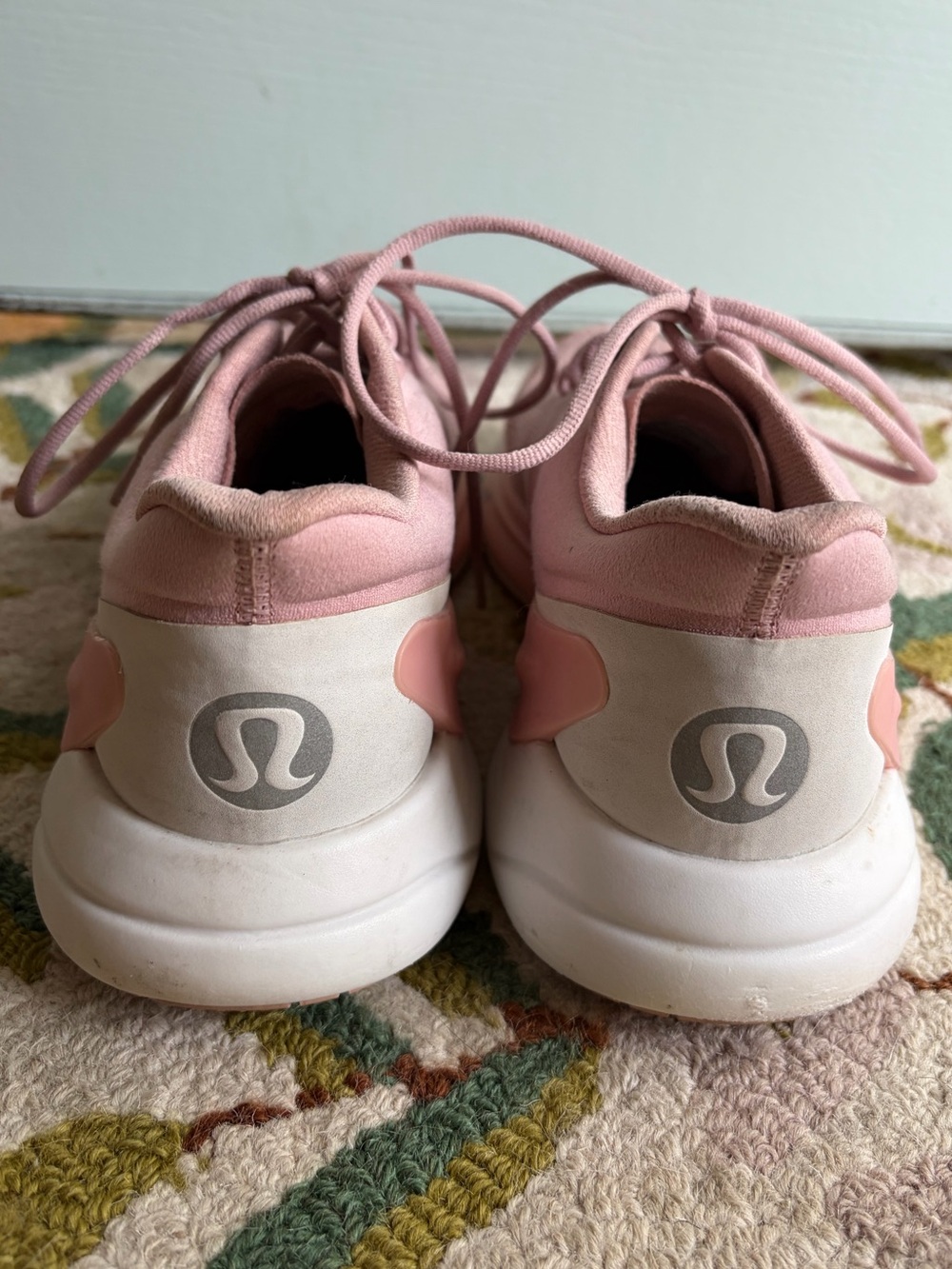50. Size 9 LULULEMON Pink + White Lace-Up Athletic Shoes